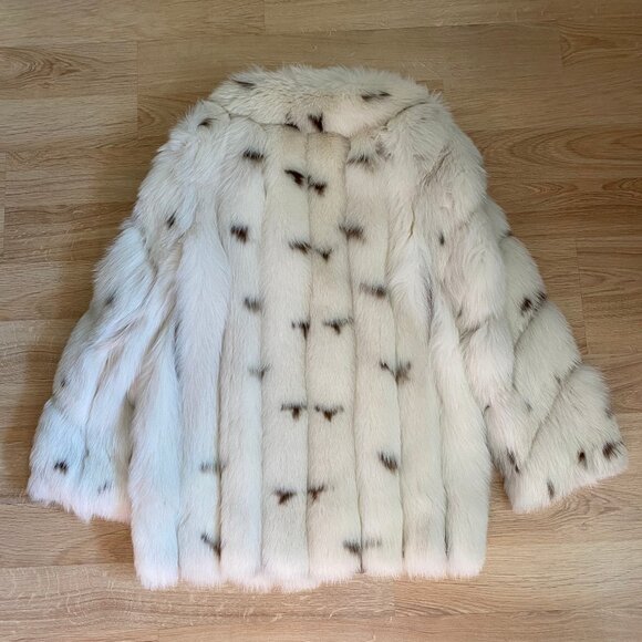 Vintage Fox Fur Coat Spotted Lynx Dyed 27 " Jacket Women's Size Small - Picture 9 of 14